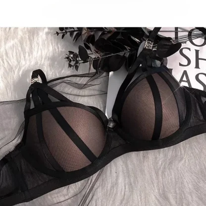 Strappy Mesh See-through Lingerie - Image 6