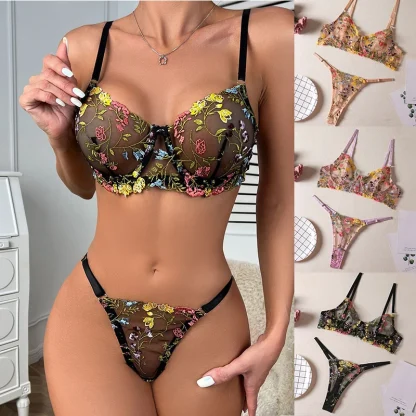 Sexy Floral See-through Lingerie - Image 2