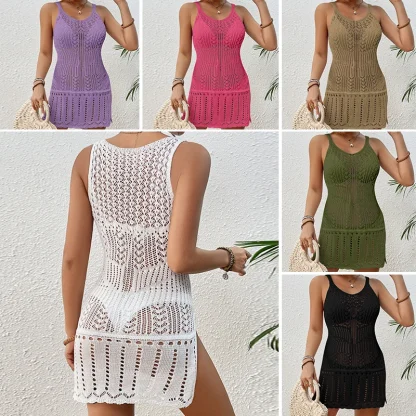 Sleeveless Solid See-through Dress - Image 6