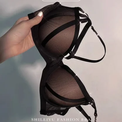 Strappy Mesh See-through Lingerie - Image 4