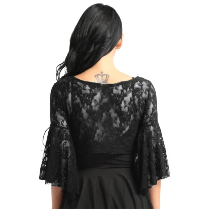 Cropped Lace See-through Jackets - Image 5