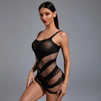 Stylish Fishnet See-through Dress - Image 3