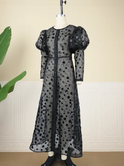Plus Size Polka Dot Sheer Dress - Image 2