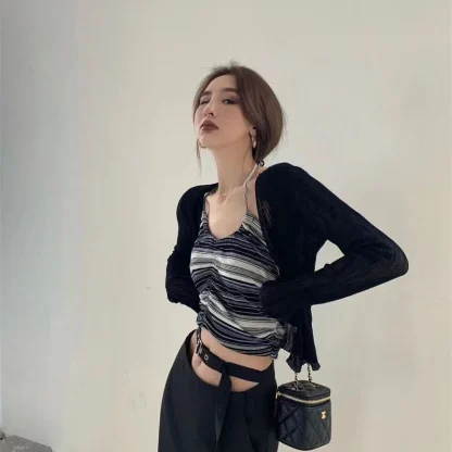 Casual Solid See-through Jacket - Image 6
