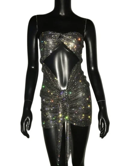 Sexy Cutout Shiny Sheer Dress - Image 6