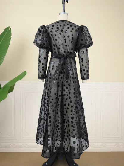Plus Size Polka Dot Sheer Dress - Image 3