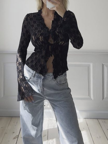 Ruffled Lace See-through Jacket - Image 6