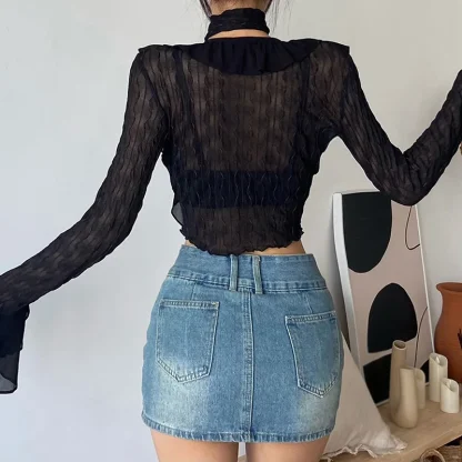 Chic Ruffle See-through Jacket - Image 6