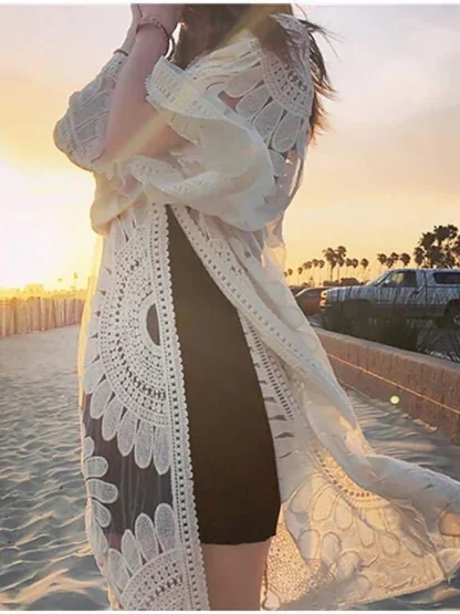 Open Front Sheer Beach Cover-up - Image 3