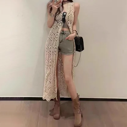 Sleeveless Long See-through Jacket