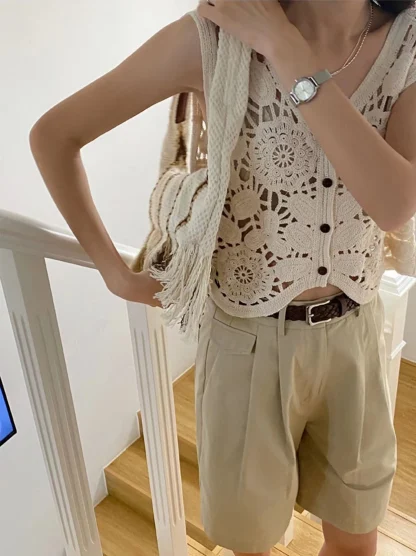Embroidery V-neck Sheer Top - Image 5