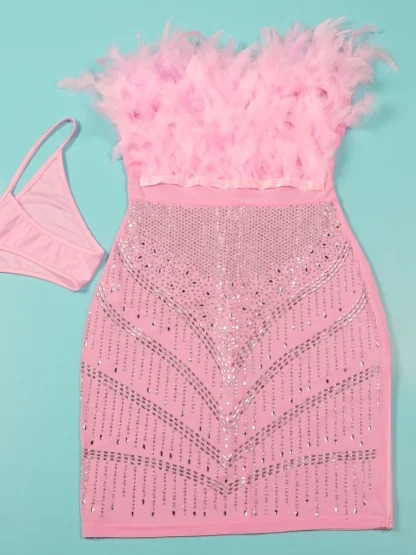 Strapless Sequin See-through Dress - Image 4
