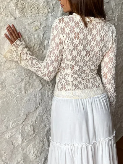 Ruffled Lace See-through Jacket - Image 3