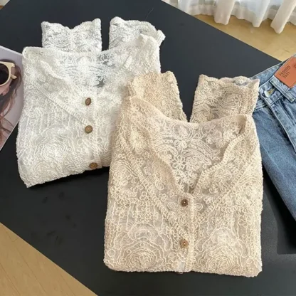 Button-up Lace See-through Jacket - Image 6