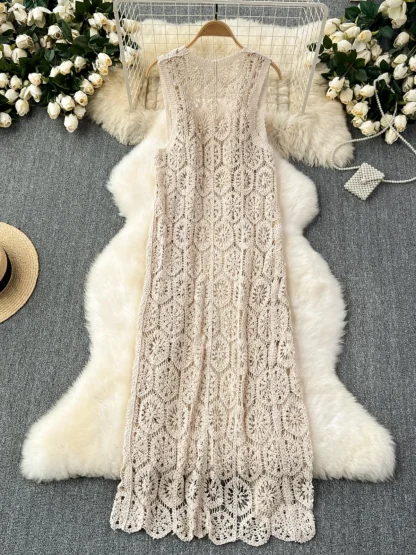 Sleeveless Long See-through Jacket - Image 5