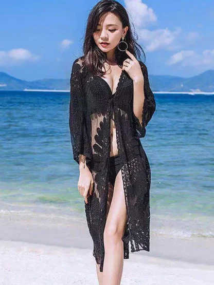 Open Front Sheer Beach Cover-up