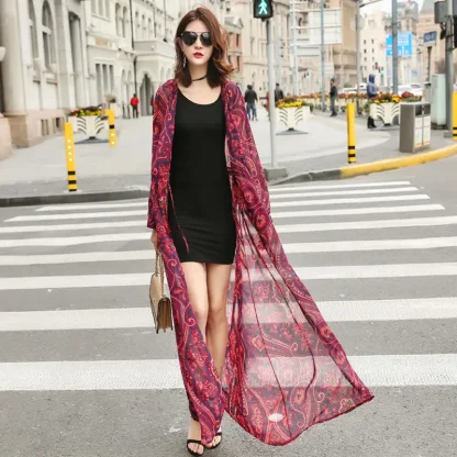 Printed Long See-through Jackets