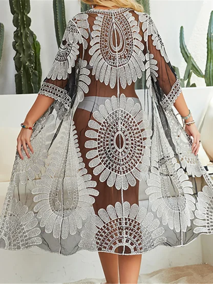 Open Front See-through Beach Cover-up - Image 5