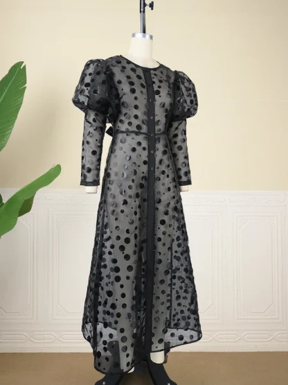Plus Size Polka Dot Sheer Dress - Image 4