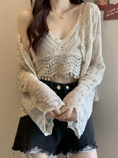 Floral Lace See-through Jacket - Image 6