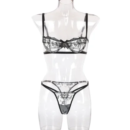 Floral Embroidery See-through Lingerie - Image 7