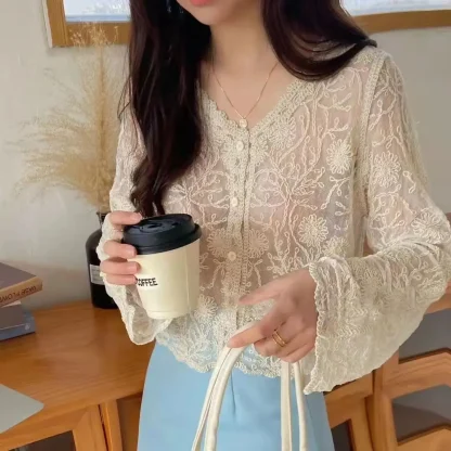 Embroidery Lace See-through Jacket - Image 3