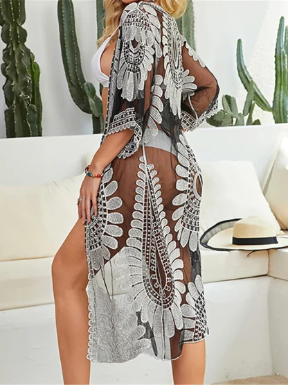 Open Front See-through Beach Cover-up - Image 6