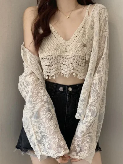 Floral Lace See-through Jacket - Image 4