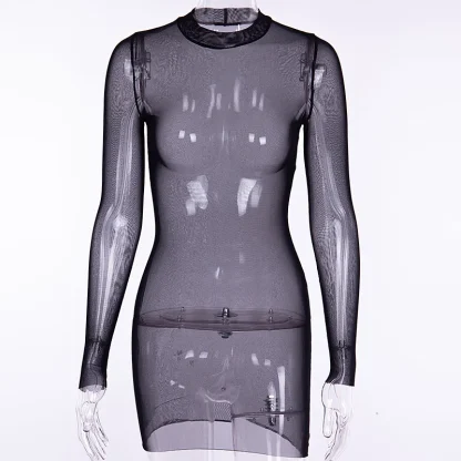 Long Sleeve Transparent Dress - Image 5