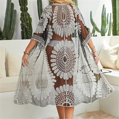 Embroidered See-through Beach Cover-up - Image 6