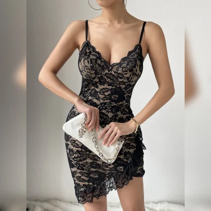 Sleeveless Lace Sheer Dress - Image 5