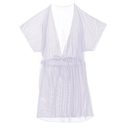Waist Tie See-through Beach Cover-ups - Image 3