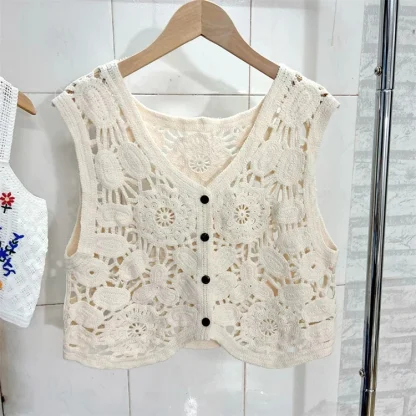 Embroidery V-neck Sheer Top - Image 6
