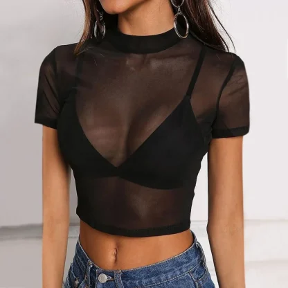 Short Sleeve Transparent Tops