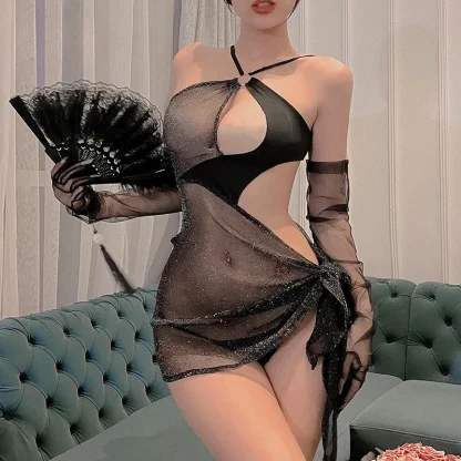 Sexy Asymmetrical See-through Nightwear