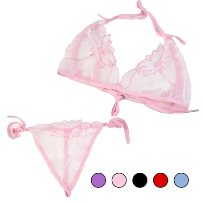 Mesh Floral See-through Lingerie - Image 7
