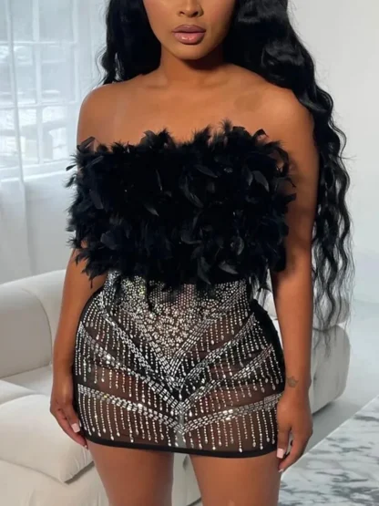 Strapless Sequin See-through Dress - Image 5