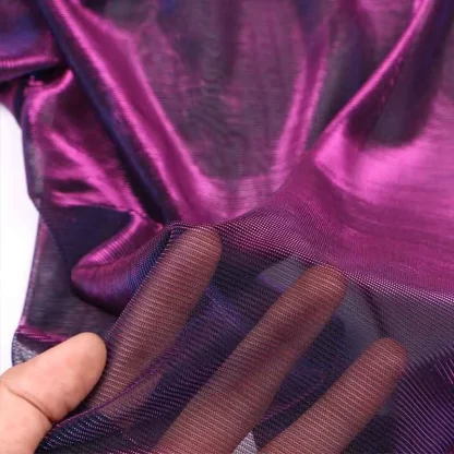 Shiny Short Sleeve Transparent Blouse - Image 6