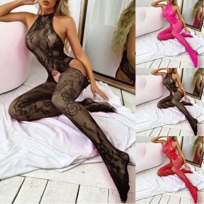 Crotchless Halter Sheer Bodystockings - Image 7