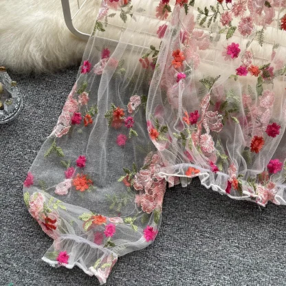 Embroidered Floral See-through Top - Image 4