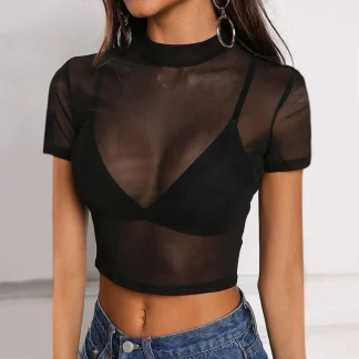 Casual Cropped Transparent Top