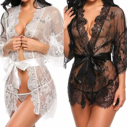 Open Front Lace Sheer Nightwear - Image 6