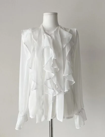 Elegant Ruffles See-through Tops - Image 5