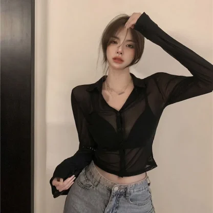 Soft Long Sleeve Transparent Top - Image 2