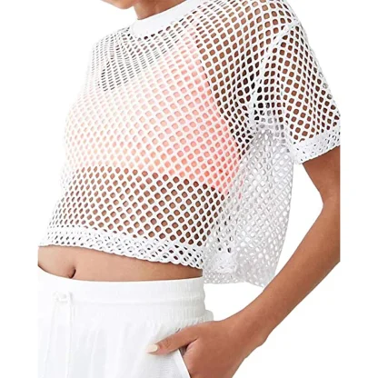 Casual Loose Fit Fishnet Top