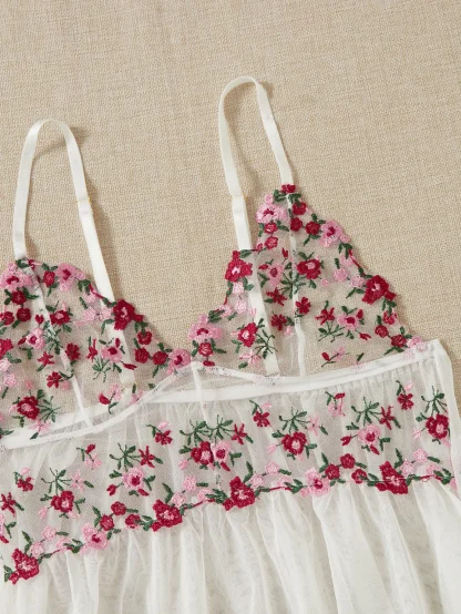 Sleeveless Floral See-through Babydoll - Image 4