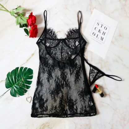 Sexy Backless Lace See-through Dress
