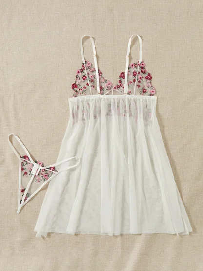 Sleeveless Floral See-through Babydoll - Image 2