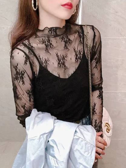 Floral Patterned See-through Top