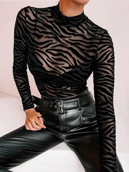 Long Sleeve Transparent Tops